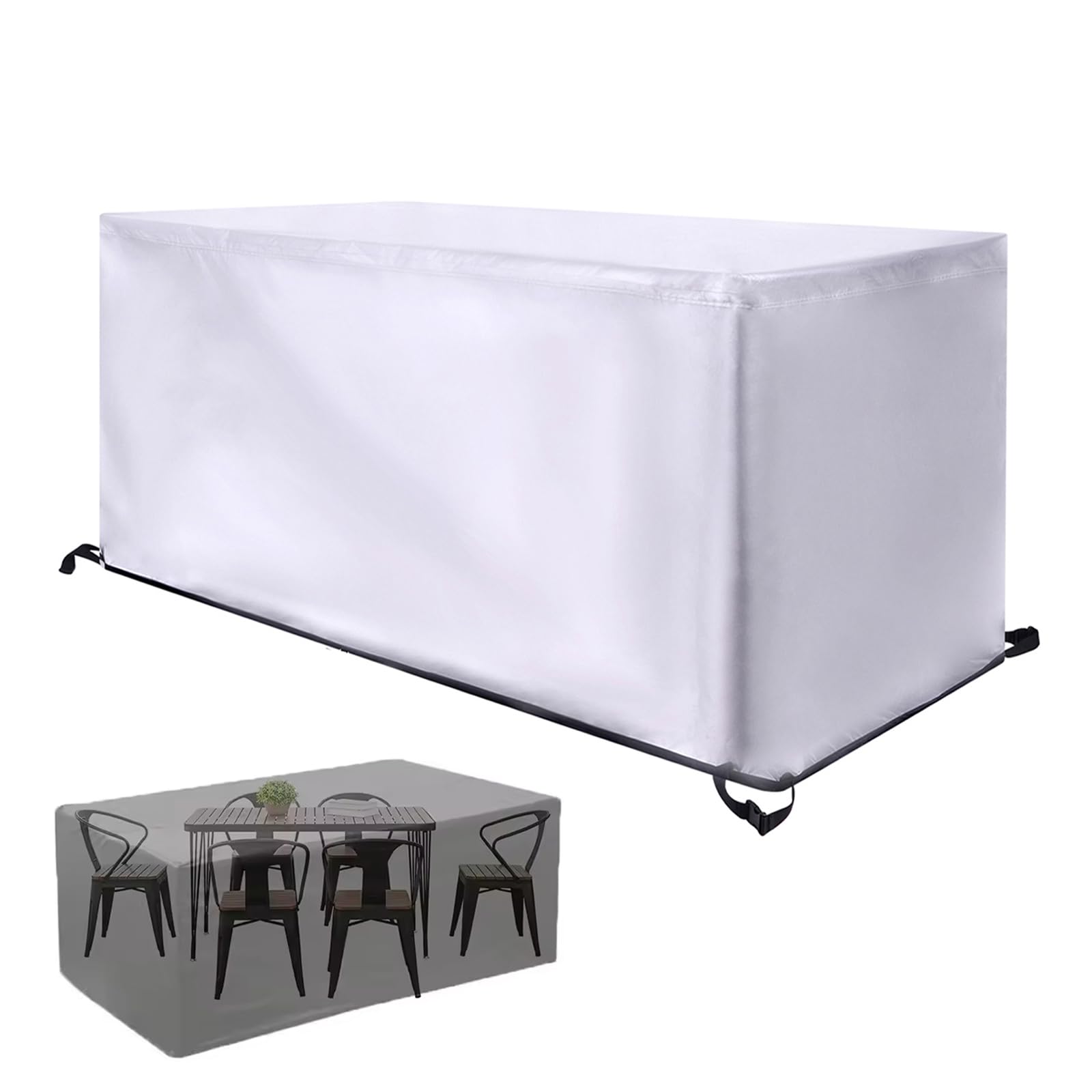 UUPAUO Heavy Duty Garden Furniture Covers 120x120x74cm/LxWxH Silver Windproof, Anti-UV, Garden Table Cover 420D Oxford Fabric Outdoor Patio Table Cover, Rattan Furniture Covers