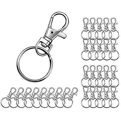 30 Pieces Metal Key Rings Keychain Small Lobster Detachable Swivel Clasps for Key - Keychain Making Accessory - Crafting Supplies - Silver Cover