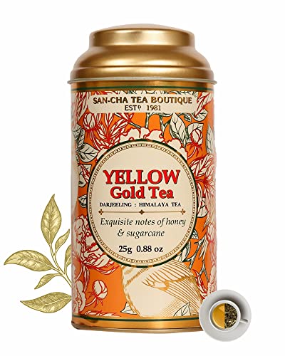 Image of Sancha Tea Boutique, Yellow Gold White Tea, 25g Golden Needle White Tea Buds, Harvested in Darjeeling, Rare Loose Leaf Premium Tea