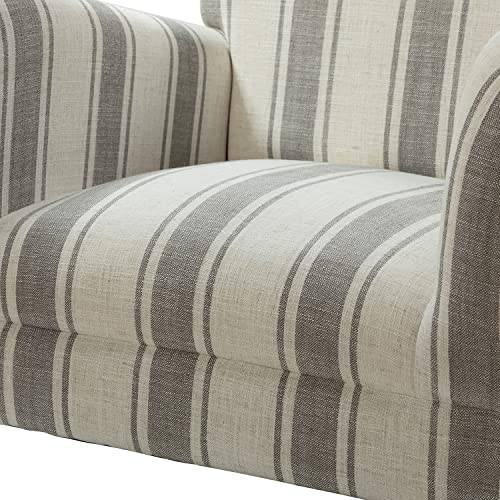 Hulala Home Modern Accent Chair With Arms And Wooden Legs, Comfy Upholstered Armchair For Living Room, Bedroom (Stripe Pattern, Grey) #TOP5