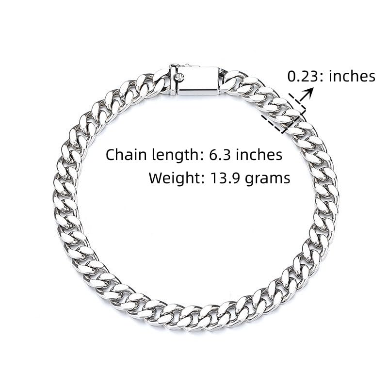 18K White Gold Cuban Bracelet - Classic Hip-Hop Miami Fashion for Men and Women2