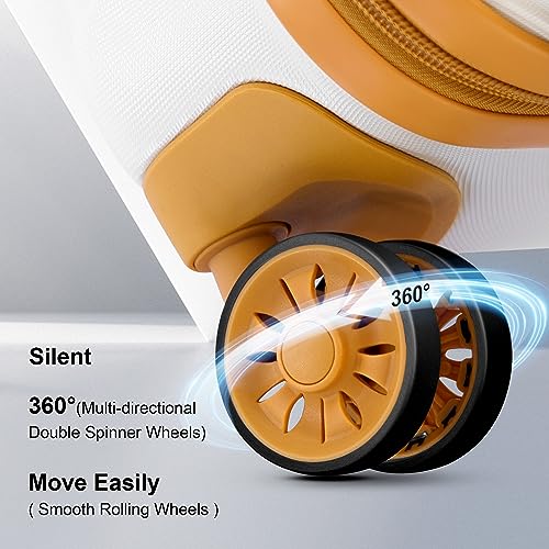 3 Pieces Luggage Set, 20" 24" 28" Travel Suitcase with 360 Degree Spinner Wheels Telescopic Handles for Business Travel Brown White One Size2