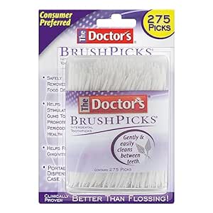 The Doctor&#39;s BrushPicks Interdental Toothpicks, Helps Fight Gingivitis, 275 Count (Pack of 12), White