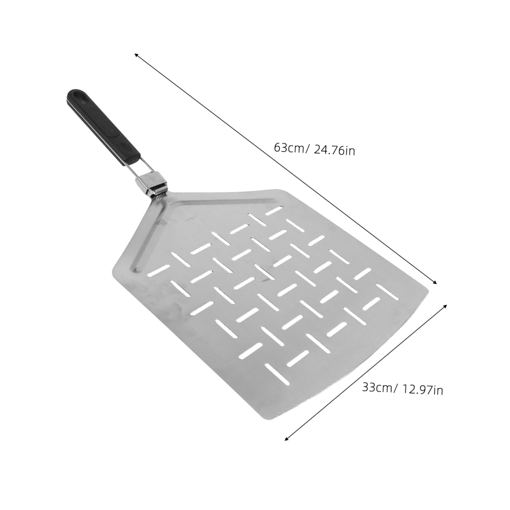 IMIKEYA Perforierter Pizzaschieber 33cm aus Edelstahl Großer Rechteckiger Pizzaschieber mit Klappbarem Ergonomischem Griff für Pizza und Brotbackaufgaben