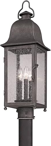 Troy Lighting P3215 Larchmont - Linterna de poste para exteriores, acabado de peltre envejecido