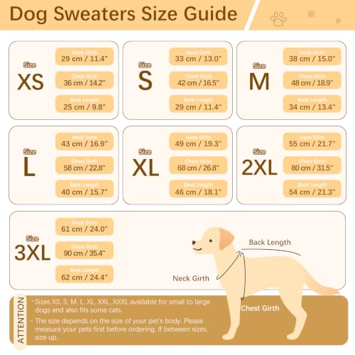 Image of BRKURLEG Dog Sweater, Warm Fleece Dog Winter Coat, Light Coffee, L