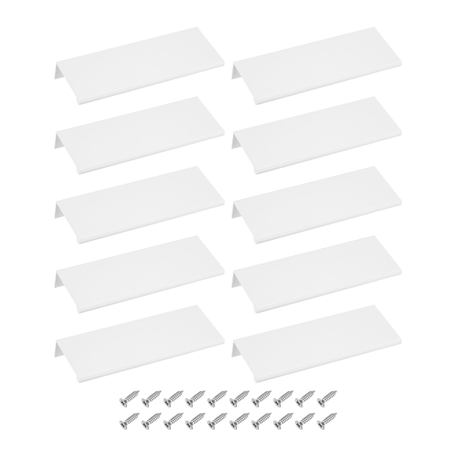 sourcing map Cabinet Finger Edge Pull, 10pcs 150mm / 5.91" Aluminum Alloy Back Mount Hidden Drawer Edge Handles, Modern Concealed Tab Pulls for Home Kitchen Furniture, White