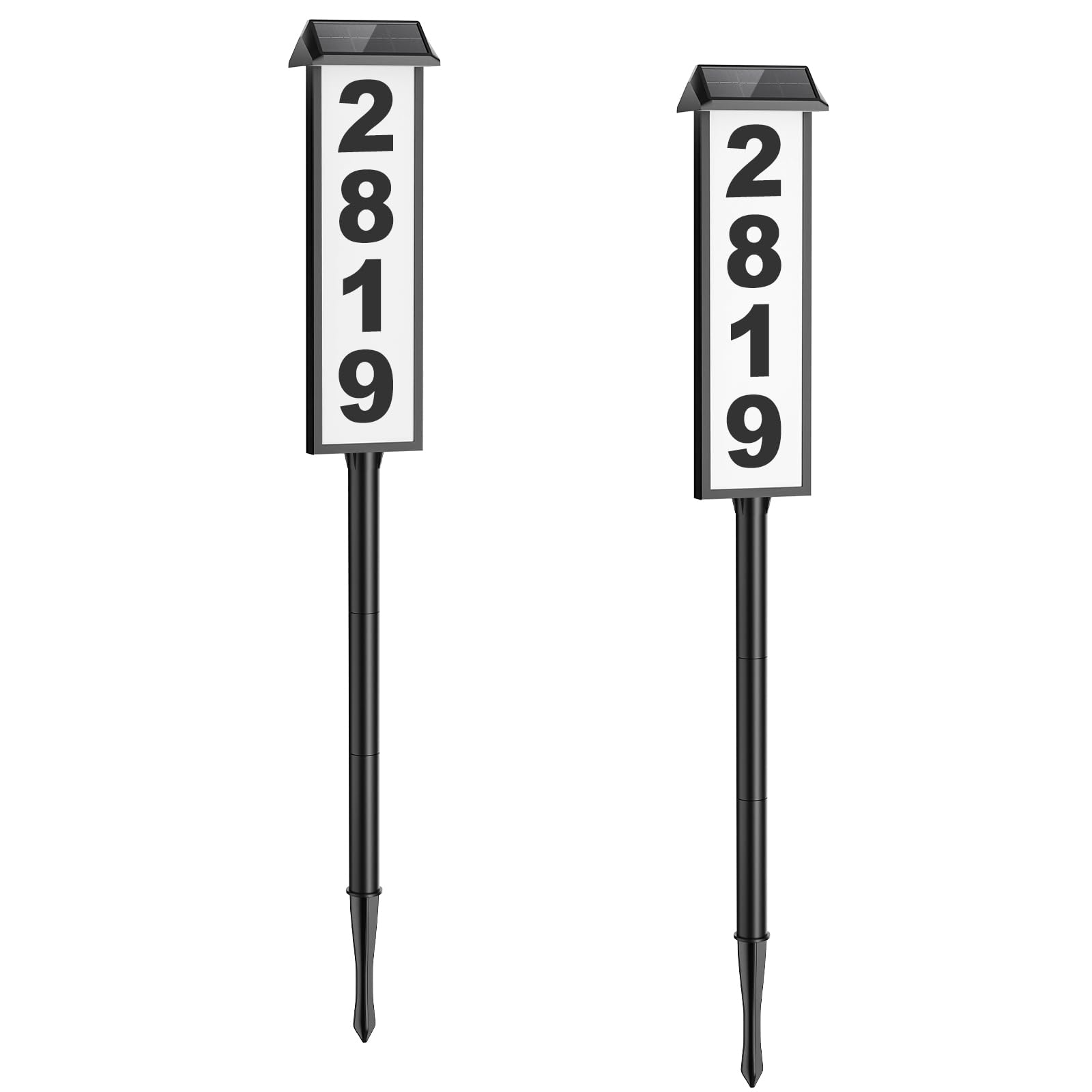 Brightever Segnali solari per indirizzi, numero civico per esterni, impermeabile, 3 colori, illuminata a LED, con paletto, numeri di indirizzo luminosi a energia solare, per case e cortili, confezione