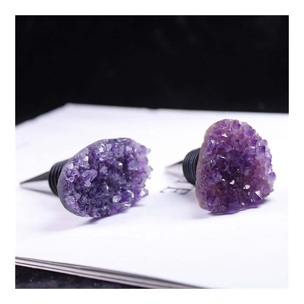 For 1pc naturel améthyste cristal grappe en forme de coeur rouge bouteille de vin bouchon sous vide bouchon torsadé forme de coeur bière champagne liège cadeau pierres précieuses et cristal Collection