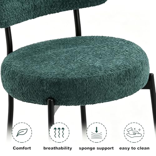 Image of Bar Stools, 30 inch Tall Bar Stools Set of 4, Boucle Upholstered Counter Height Bar Stools, Modern Bar Chairs Metal Frame with Back and Footrest for Kitchen Island,Green Barstools