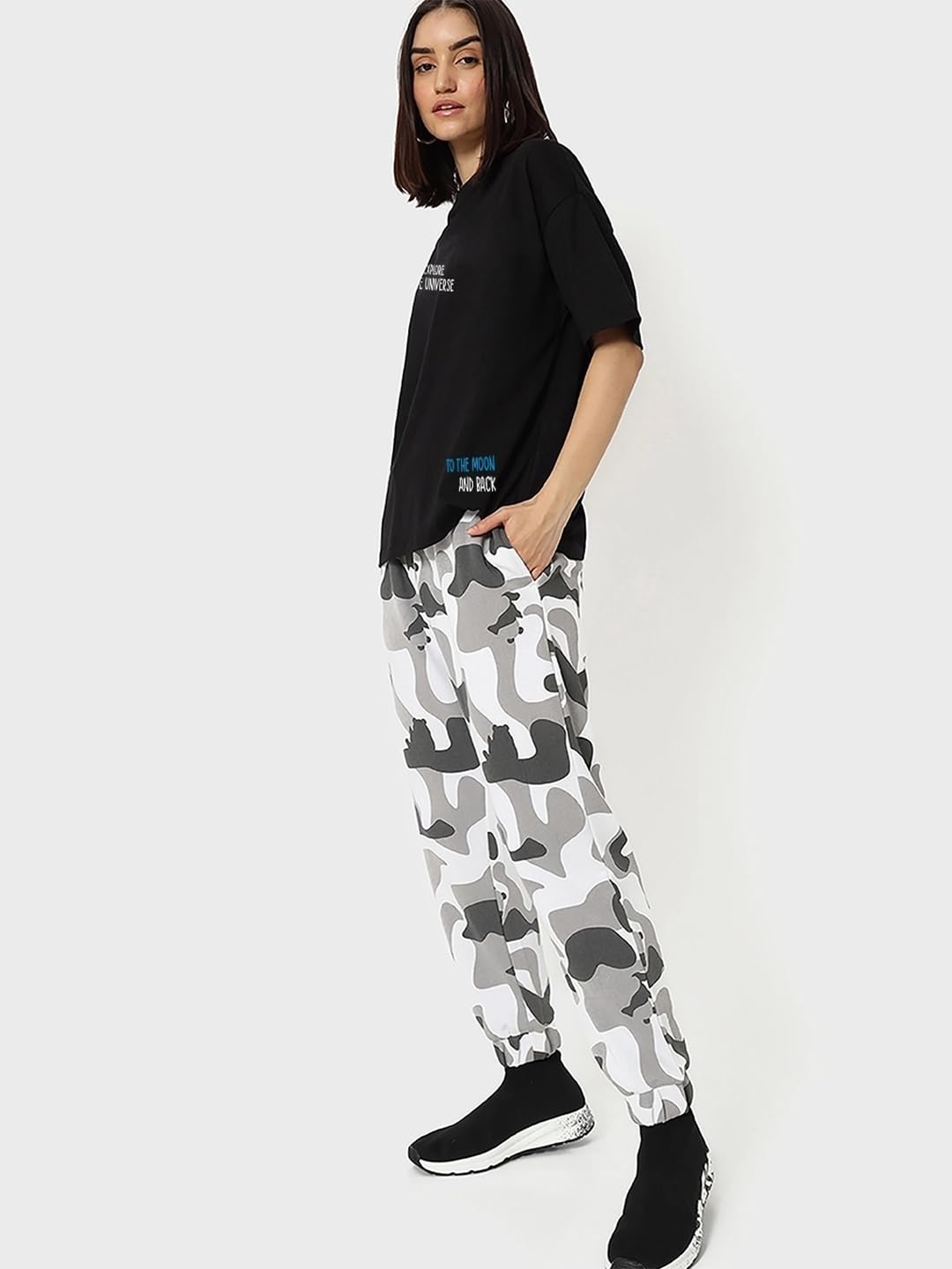 Bewakoof Lot de 2 t-shirts à manches courtes et col rond en pur coton pour femme