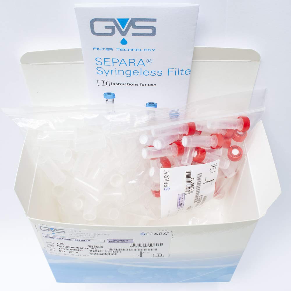 GVS Filter Technology, SEPARA Spritzenlose Filter Vial, PTFE Membran, 0.45µm, 100/pk
