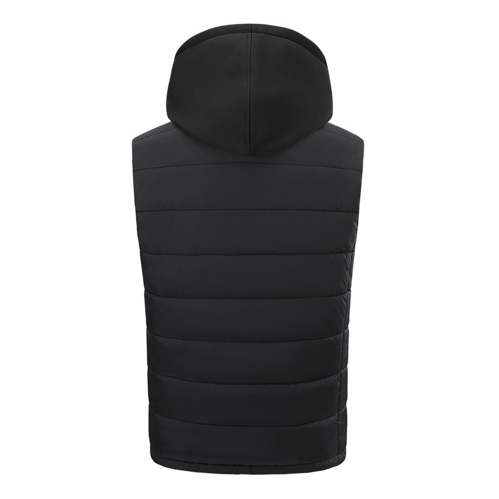 Herren Beheizbare Weste mit Kapuze Heizweste mit 15 Heizzonen USB Elektrische Beheizte Westen Einstellbare Beheizbar Steppweste Winter Heizjacke Ärmellos Jacke mit Heizung Daunenweste Kapuzenjacke