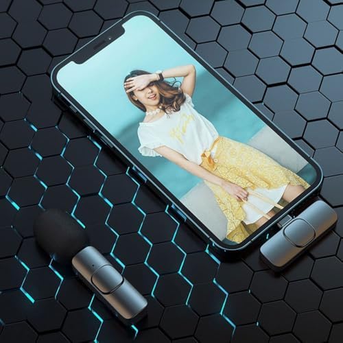 Microfone Lapela Sem Fio Compatível - iOS (Lightning) - Lives, Re...