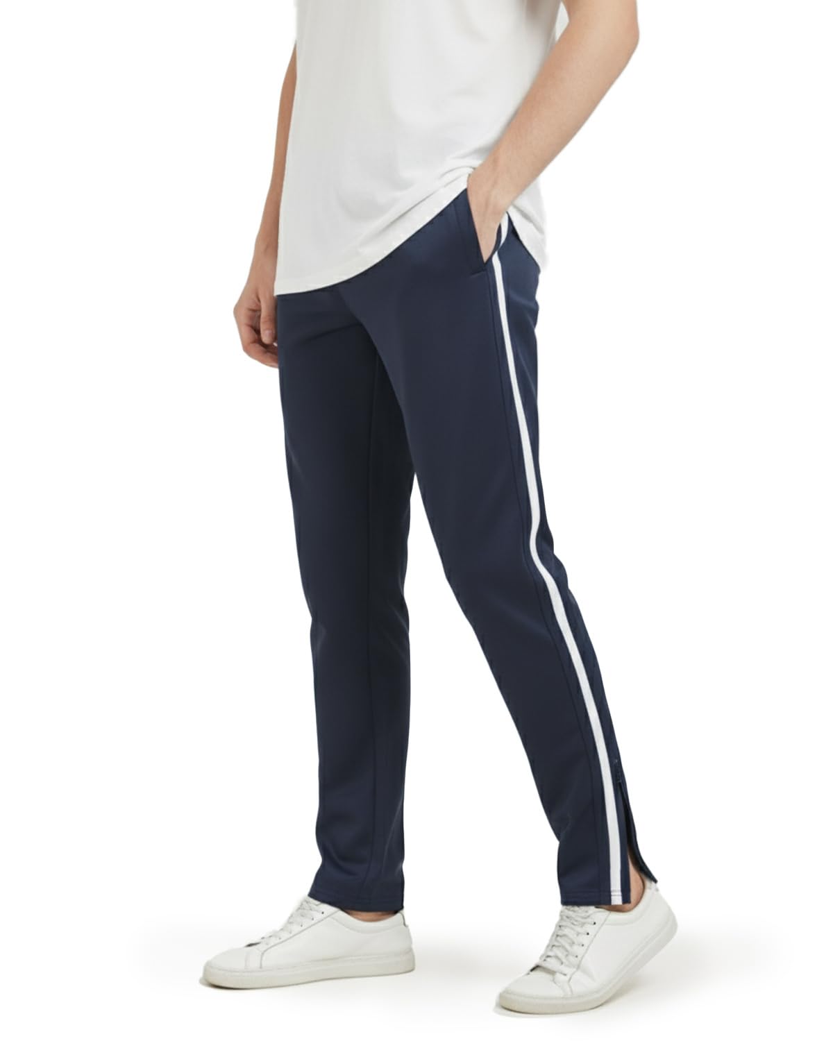 Zylioo Pantalones deportivos altos para hombre, ligeros, atléticos, con bolsillos y puños con cremallera