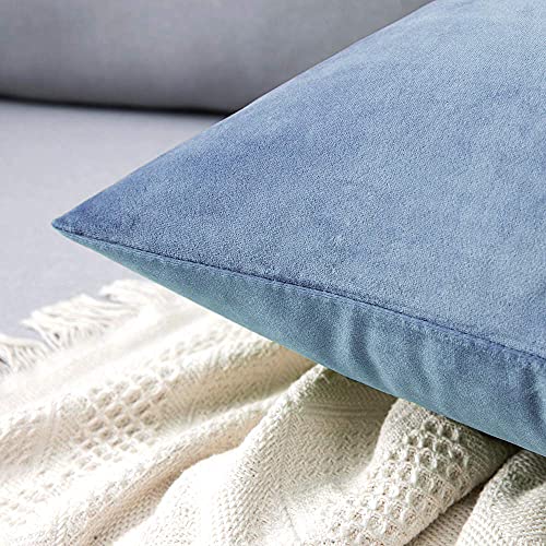 Image of Khooti Velvet 200 TC Cushion Cover Pack Of 1-12 inchX18 inch /30X46 Cm-Ice Blue-Soft Pillow Covers Cushion Case For Sofa Bedroom Living room Chair Car