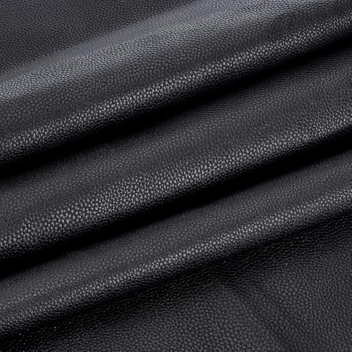 AHANDMAKER Faux Leather Fabric 1Yard 55"x36", 1mm Thick Black Synthetic Leather Material...