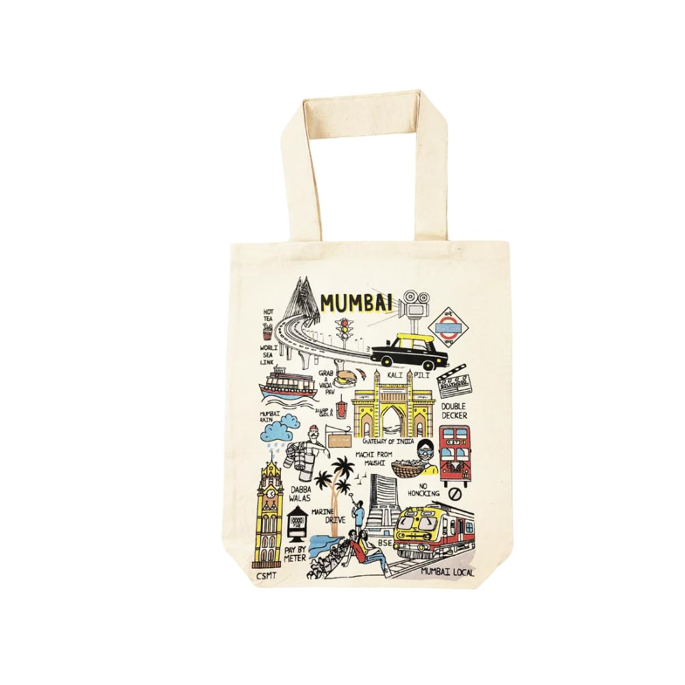 loom home textiles Premium Mumbai Print Tote Bag � Stylish & Durable Handbag for Daily Use, Shopping, Travel & Casual Outings-picture-54
