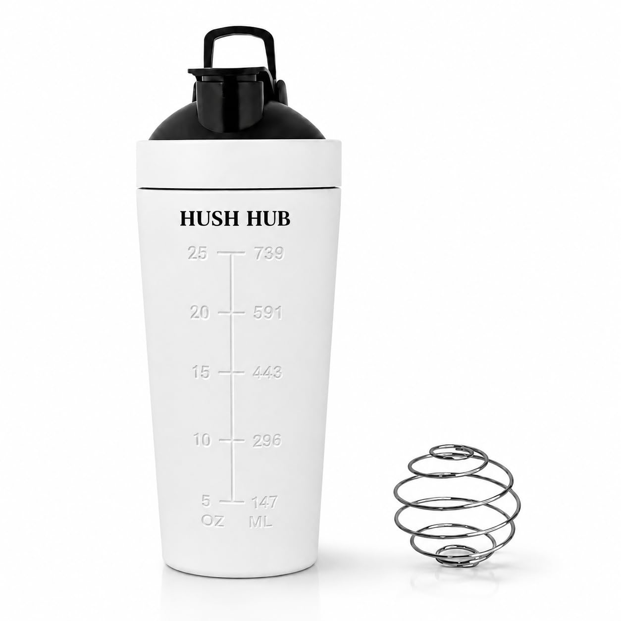 Stainless Steel Protein Shaker Bottle 750ml | Vacuum Insulated Gym Shaker with Measurement Markings| 100% Leakproof, Sweat Proof, BPA Free| Perfect for Protein powders, Pre Workouts (White)