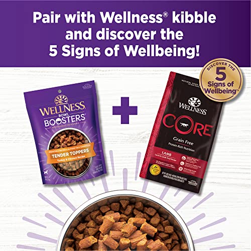 Image of Wellness Bowl Boosters Tender Toppers Dog Food Topper for Small, Medium, and Large Breeds, Grain Free, Natural, Turkey and Chicken Recipe, 8 oz Bag (Pack of 2)