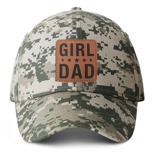 Image of Girl Father Daddy Dad Leather Patch Hat Birthday for Dad Papa from Daughter Son Adjustable Trucker Hat