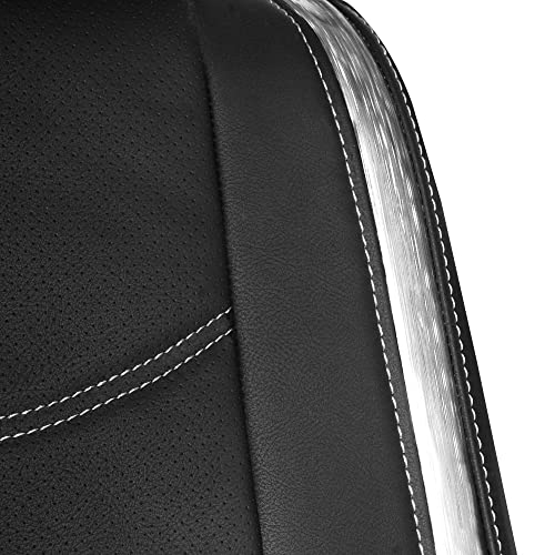 Tlh Automotive White Car Seat Covers Galaxy13 Metallic Striped Deluxe Leatherette Seat Covers Built-In Pockets Anti-Slip Protection Universal Fit Car Seat Covers For Most Cars, Trucks, Suvs And Vans #TOP3
