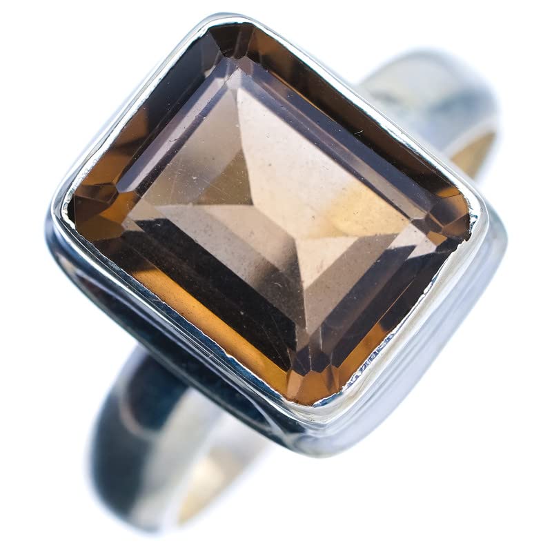 Bague quartz fumé fait main en argent 925, le cadeau idal taille 54