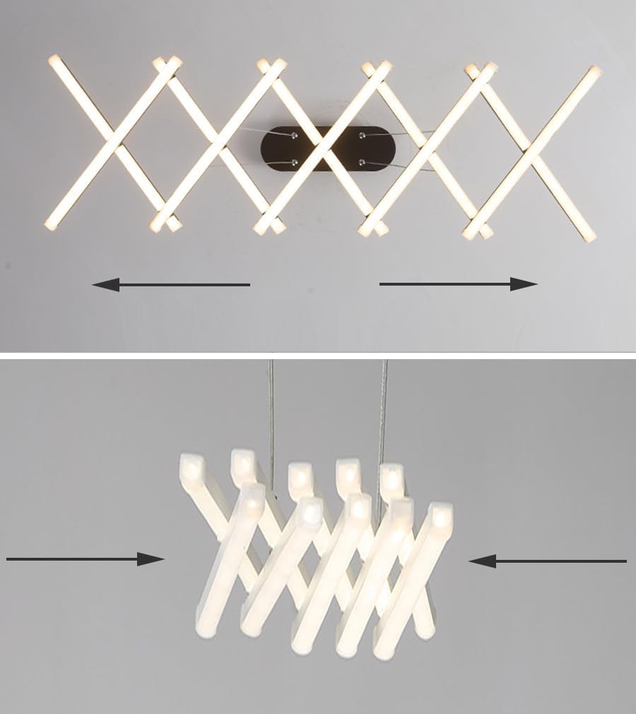 Lampadario moderno lineare nero dimmerabile a distanza Lampada a sospensione a soffitto a striscia lunga regolabile pieghevole bianca Lampada a sospensione contemporanea per tavolo da pranzo Cucina