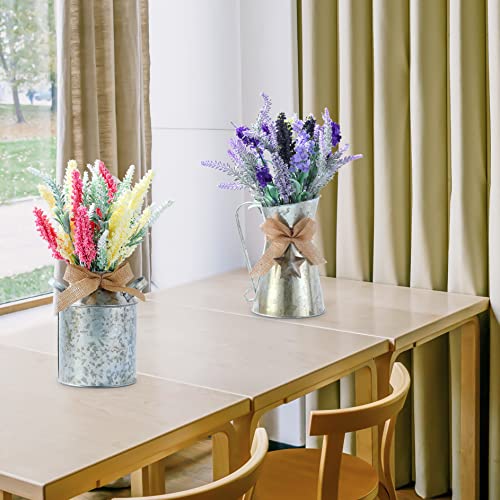 Huadanbor 2 Pcs Artificial Flowers, Artificial Lavender Flowerpot Bathroom, Dining Table Center, Wedding Decoration Vase, Summer Vase, Purple Decoration, Bowknot Vases (Multicolor) #TOP6