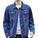 Maiyifu-GJ Men's Ripped Distressed Slim Fit Denim Jacket Fashion Vintage Biker Jean Jackets Cotton Lightweight Trucker Coat (Dark Blue-9,Medium)