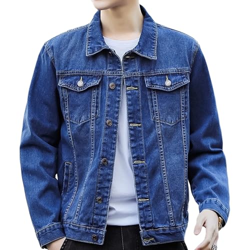 Maiyifu-GJ Men's Ripped Distressed Slim Fit Denim Jacket Fashion Vintage Biker Jean Jackets Cotton Lightweight Trucker Coat