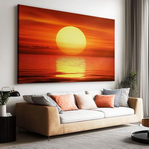 Toile Peinture Tableau Decoration Murale Coucher de soleil sur la mer Impression sur Toile Art Affiche Salon Chambre Maison Décoratifs Moderne Aesthetic Room...