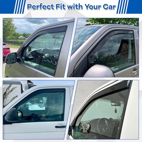 Windabweiser für Fenster Ersatz für VW T5 T6, Set mit 2 Schwarz Windabweisern zum Aufkleben, Wind und Regenabweiser für Seitenfenster, Clip Montage