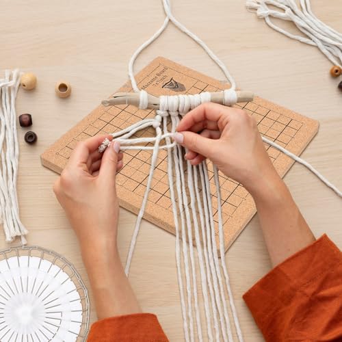 Tablero de macramé de corcho con alfileres para tejer pulseras y manualidades en casa 5
