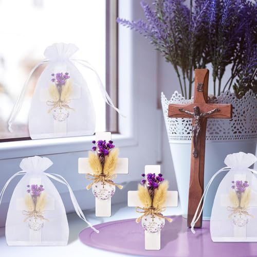 Set de 24 Imanes Decorativos de Cruz de Madera Morada miniatura 5
