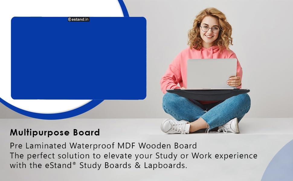 Image of Lap Board for Study | Home | Dining | Office | Laptop | Computer Desk | Reading & Writing | Multi-Purpose | Made in India | (Blue, CUSHION-14X18-BLUE)