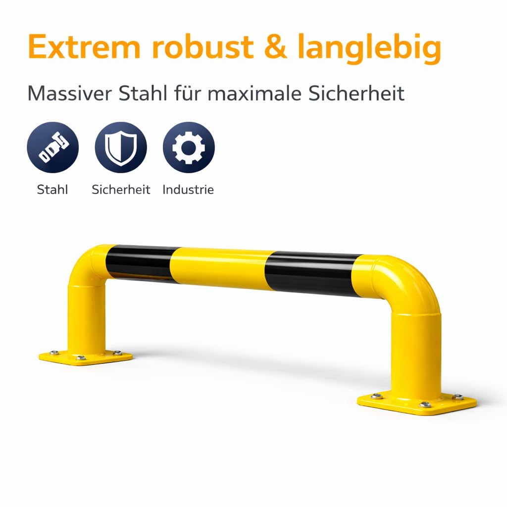 Arceau de protection 100 cm - Protection maximale pour l'entrepôt et l'allée - Coins de protection solides en acier pour étagères, étagères hautes, cour et garage (arceau de protection 100 cm)