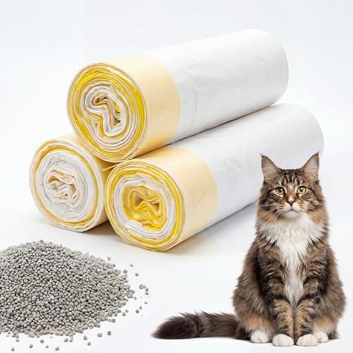 Sacs à Litière pour Chat Autonettoyants avec Cordons de Serrage, Sacs à Litière Épais Excréments de Kitty et de Chien et Litter pour Chat, Lot de 30