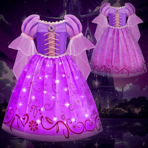 Vestido de Princesa Iluminado Morado para Niñas 8/140 miniatura 3