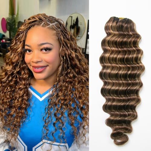 Crochet Human Hair for Miracle Knots Loose Deep Wave Reusable Human Crochet Hair #4/27/30 Human Hair Extensions 120G 100 Strands 18 Inch