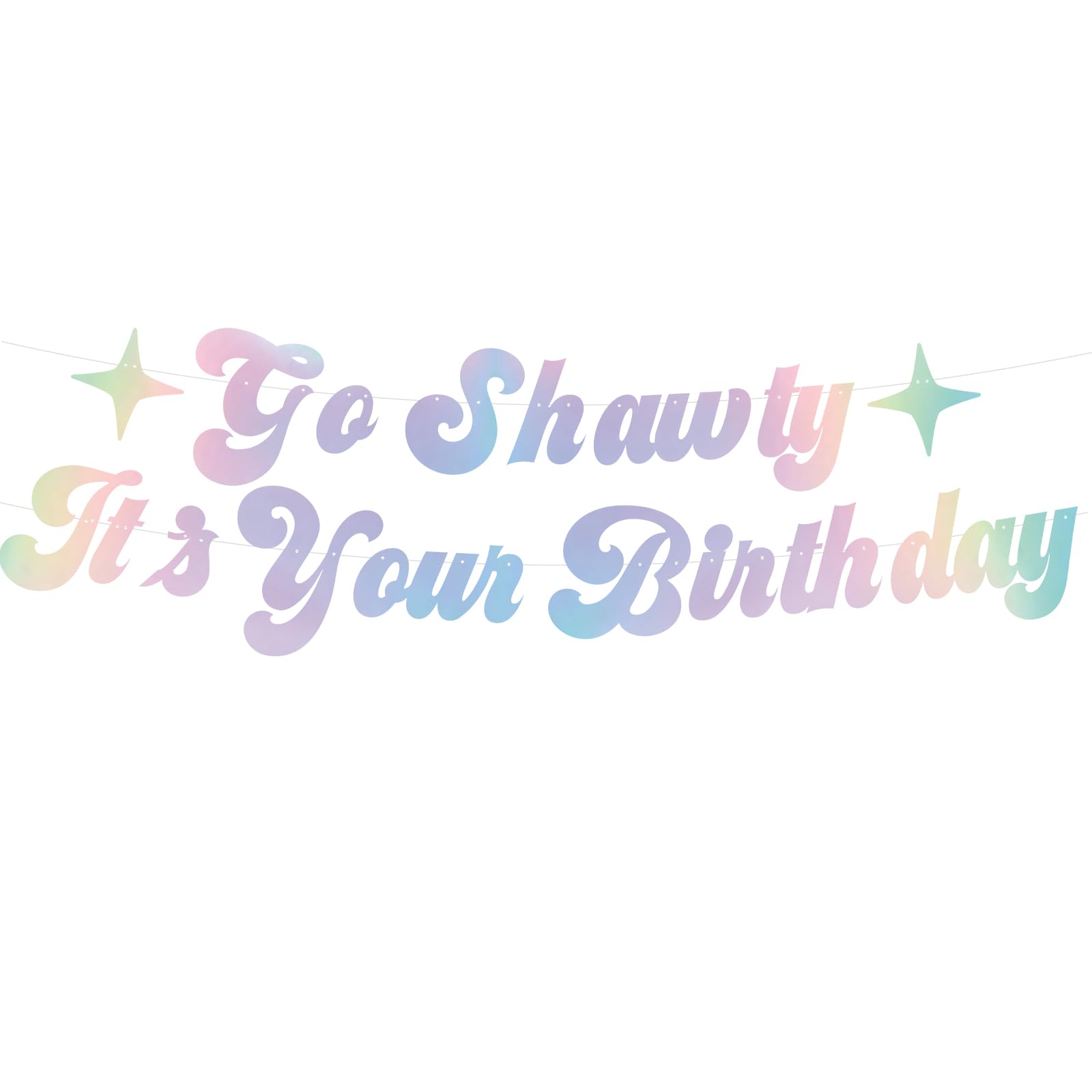 Go Shawty It’s Your Birthday Banner,Iridescent,Pre-Strung,Hip Hop Happy Birthday Banner Sign for Women Men Adult Her Funny 21st 30th 40th 50th 60th 80th Rap Theme Party Supplies,Ideas,Gifts