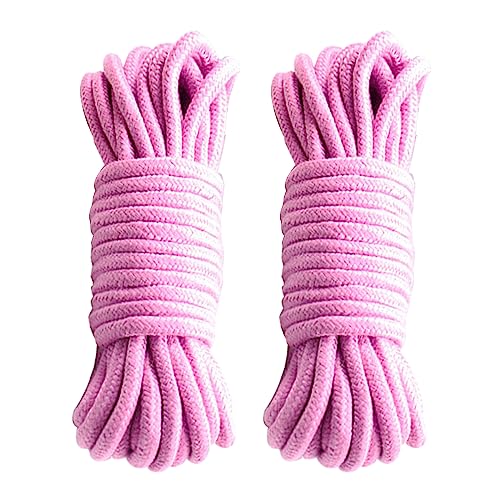 Fayemint 2 Pièces Corde en Coton, Corde en Coton Doux, Corde en Coton Rose, 10m/pc, pour Camping, Remorquage, L'extérieur, Jardin (Rose)