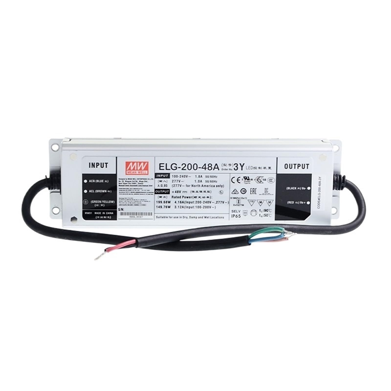 Fcarumiqp One Color Elg-200-48A-3Y 200W 4.16A 48V Adjustable Led Power Supply 110V/220V Ac To Dc Waterproof Meanwell Led Driver
