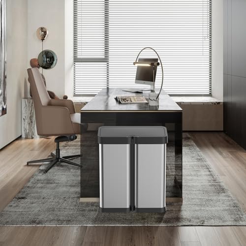 Takywep Automatic Motion Sensor Trash Can, 60 Liter/16 Gallon Touchless Automatic Garbage Can, Smart Trash Bin with Soft-Close Lid, Large Stainless Steel Waste Basket for Kitchen Office Living Room