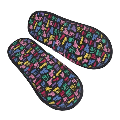 Colorful Excavator Print Women Slippers Home Furry Shoes Keep Men Couples Shoes Warm For Women-2