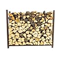 Woodhaven Brown 4 Foot 1/4 Cord Firewood Rack - Heavy Duty Indoor Outdoor Firewood Storage Log Rack And Optional Seasoning Cover - Metal Firewood Rack - Made in the USA (No Cover)