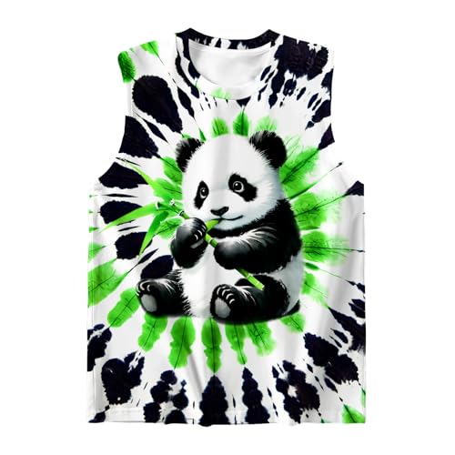 Image of DMPROD Kids Tie Dye Shirt Size 5-14 Years Sleeveless T Shirts Children Tank Tops Hippies Senior Tees for Boys Girls