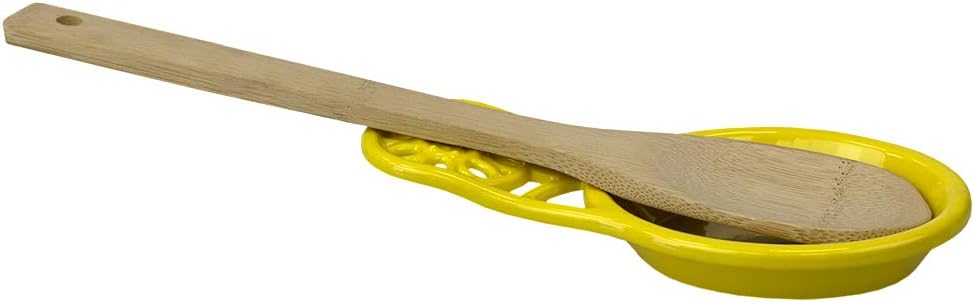 Sunflower Design Spoon Rest For Kitchen Counter (Yellow), By Home Basics | Stove Spoon Holder For Ladles, Spatulas, and More | Beautiful and Elegant Spoon Holder For Stovetop | Cast Iron Spoon Rest