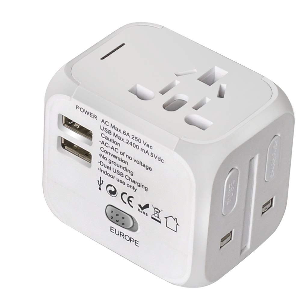 USB Adaptador de Cargador, Adaptador de Viajes en Todo el Mundo, Viaje en el hogar Universal USB Reemplazo del Enchufe del Adaptador (Color : D, tamaño : 5.3 * 6.7 * 5.2cm)