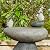 Glitzhome 20.75" H Outdoor Water Fountain with LED Light and Pump, Zen Style Faux Stone Texture Birdbath Outdoor Fountain with Birds Decor, Outdoor Floor Fountain for Porch Deck Patio Backyard